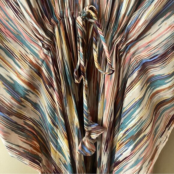 Misa Los Angeles Rena Kaftan Dress Cotton-blend abstract print gather tie maxi - Picture 9 of 13